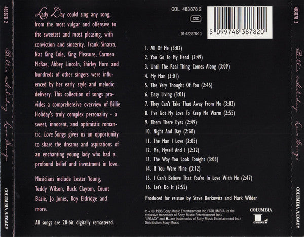 Billie Holiday – Love Songs (Used) (Mint Condition) CD