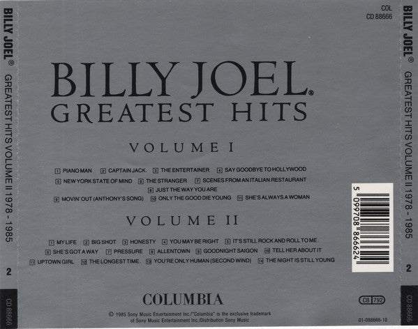 Billy Joel – Greatest Hits Volume I & Volume II - 2 Discs (Used) (Mint Condition) CD