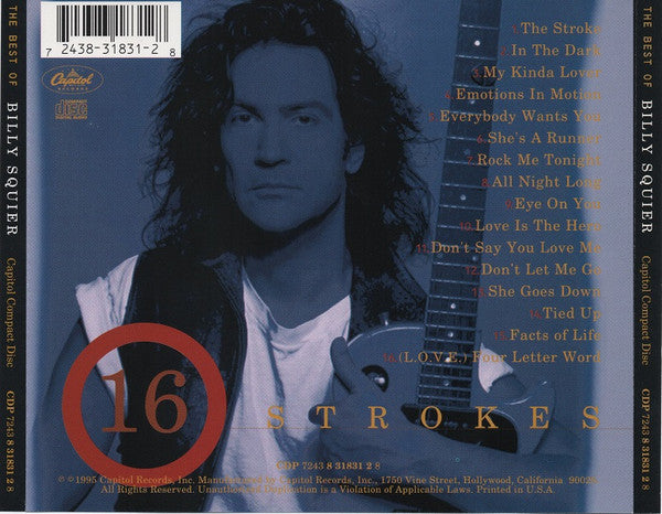 Billy Squier – 16 Strokes: The Best Of Billy Squier (Used) (Mint Condition) CD