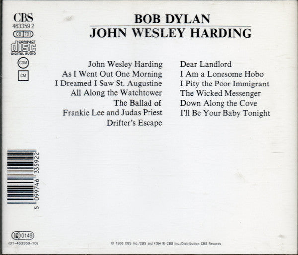Bob Dylan – John Wesley Harding (Used) (Mint Condition) CD