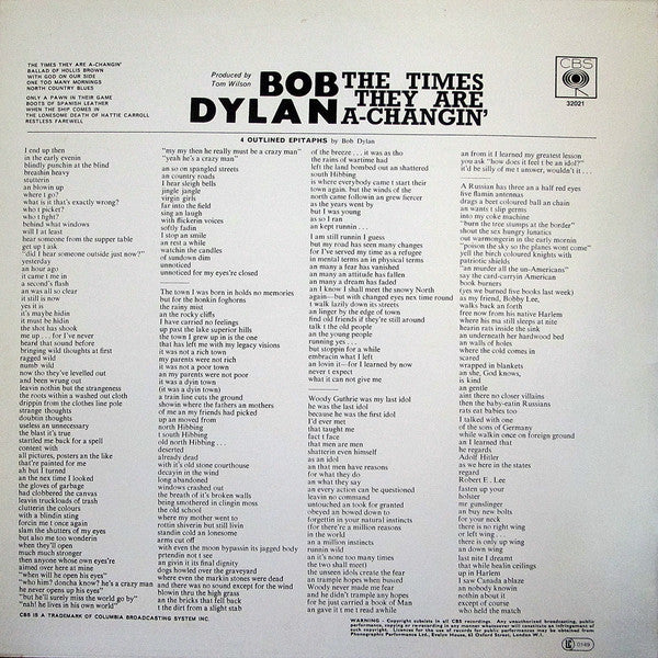 Bob Dylan – The Times They Are A-Changin' (Used) (Mint Condition) - Vinyl