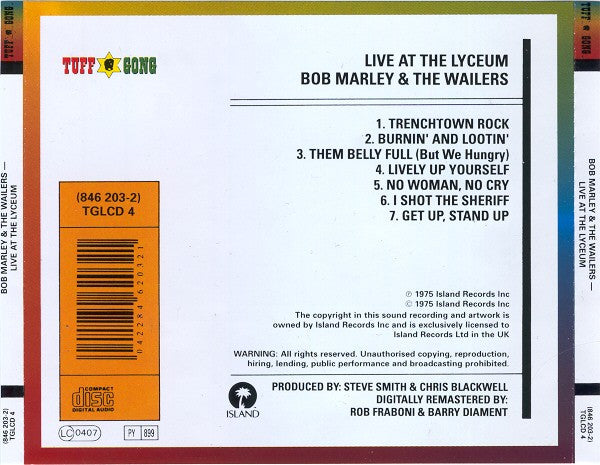 Bob Marley And The Wailers* – Live! (Used) (Mint Condition) CD