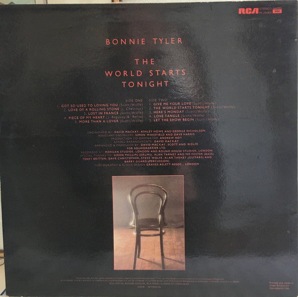 Bonnie Tyler – The World Starts Tonight (Used) (Mint Condition) Vinyl