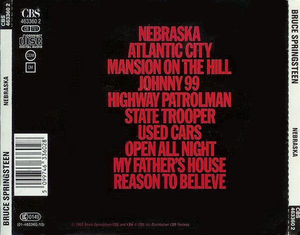 Bruce Springsteen – Nebraska (Used) (Mint Condition) CD
