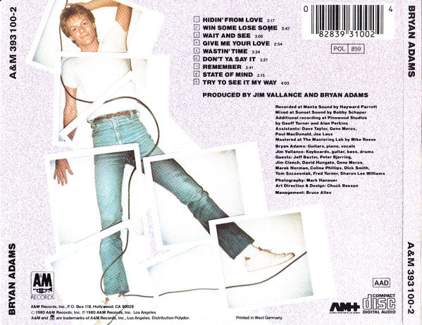 Bryan Adams – Bryan Adams (Used) (Mint Condition) CD