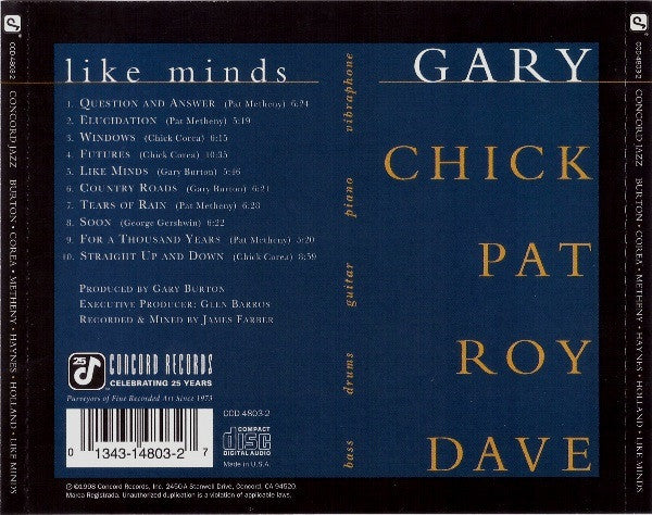 Burton • Corea • Metheny • Haynes • Holland – Like Minds (Used) (Mint Condition)