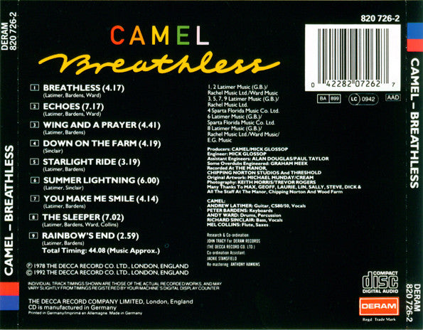 Camel – Breathless (Used)(Mint Condition) CD