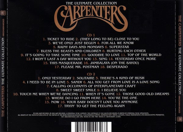 Carpenters – The Ultimate Collection 2 Discs (Used) (Mint Condition) CD
