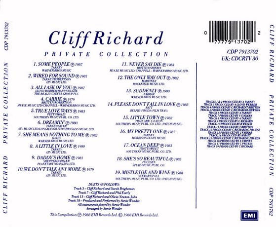 Cliff Richard – Private Collection (1979 - 1988) (Used) (Mint Condition) CD