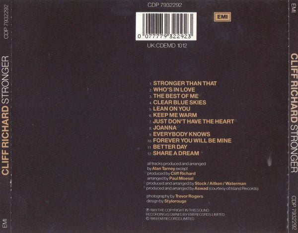 Cliff Richard – Stronger (Used) (Mint Condition) CD
