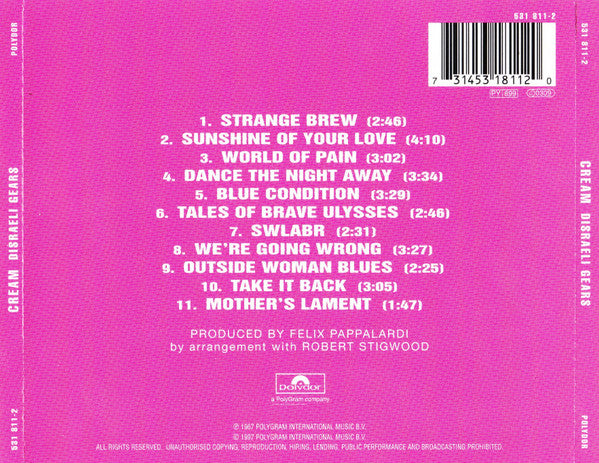 Cream (2) – Disraeli Gears (Used) (Mint Condition) CD