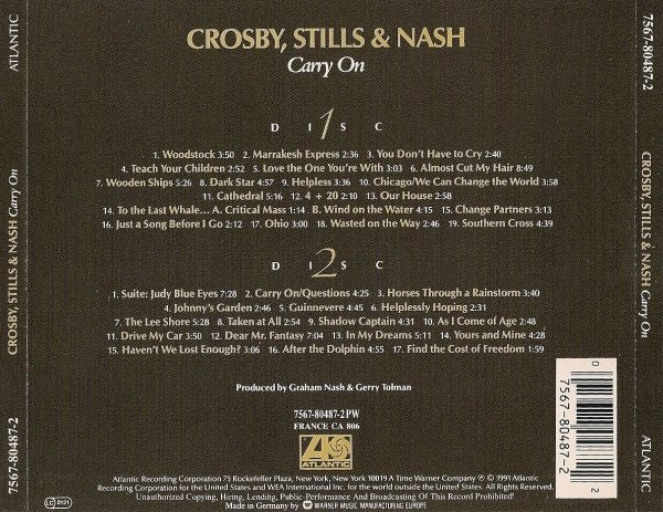 Crosby, Stills & Nash – Carry On - 2 Discs (Used) (Mint Condition) CD