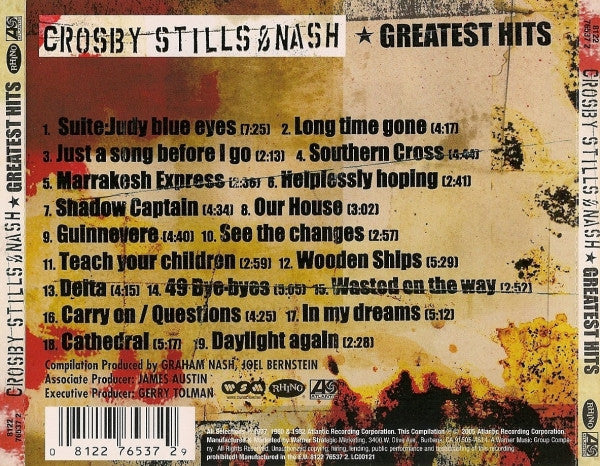 Crosby, Stills & Nash – Greatest Hits (Used) (Mint Condition) CD