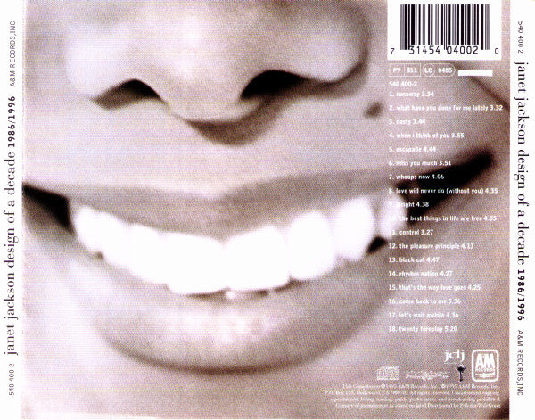 Janet Jackson – Design Of A Decade 1986/1996 (Used) (Mint Condition) CD