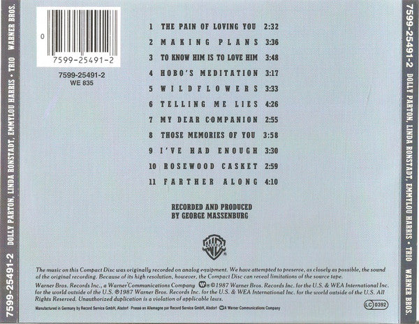 Dolly Parton, Linda Ronstadt, Emmylou Harris - Trio (Used) (Mint Condition)