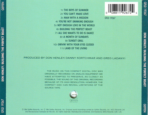 Don Henley – Building The Perfect Beast (Used) (Mint Condition) CD