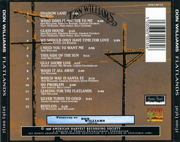 Don Williams (2) – Flatlands (Used) (Mint Condition) CD
