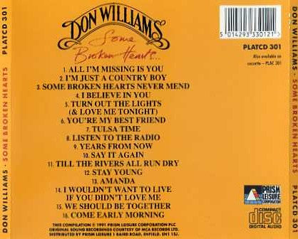 Don Williams (2) – Some Broken Hearts (Used) (Mint Condition) CD