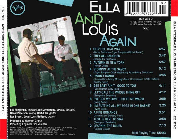 Ella Fitzgerald & Louis Armstrong – Ella And Louis Again (Used) (Mint Condition) CD