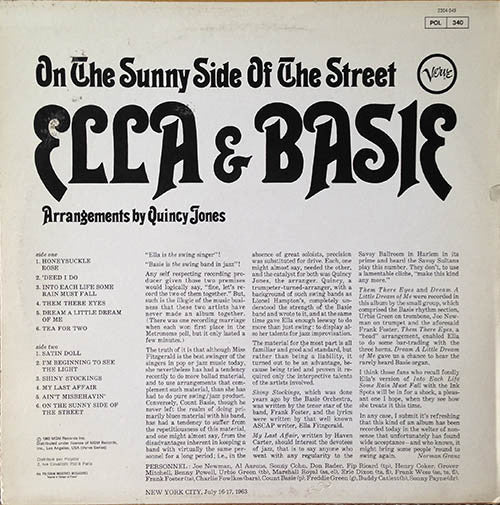 Ella & Basie – On The Sunny Side Of The Street (Used) (Mint Condition) - Vinyl