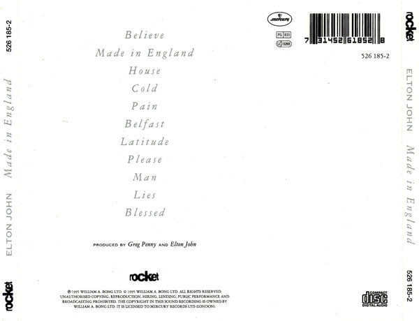 Elton John – Made In England (Used) (Mint Condition) CD