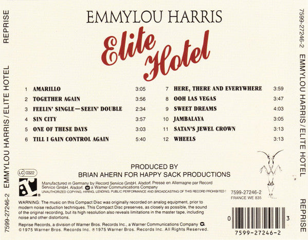 Emmylou Harris – Elite Hotel (Used) (Mint Condition) CD