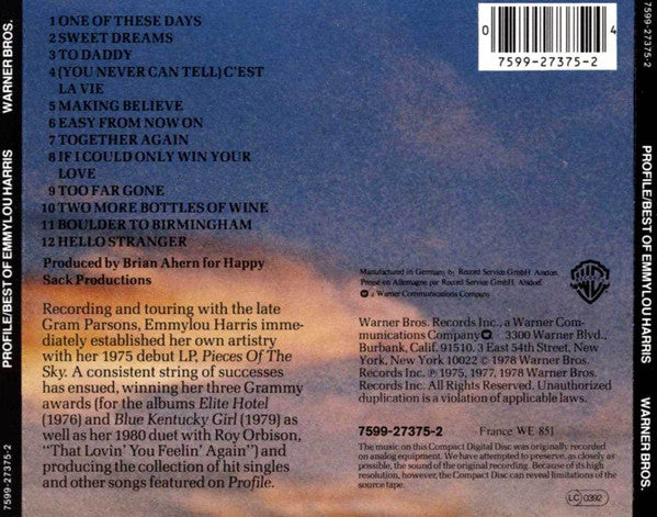 Emmylou Harris – Profile / Best Of Emmylou Harris (Used) (Mint Condition) CD