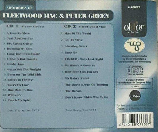 Fleetwood Mac, Peter Green (2) – Memories Of Fleetwood Mac & Peter Green 2 Discs (Used) (Mint Condition) CD