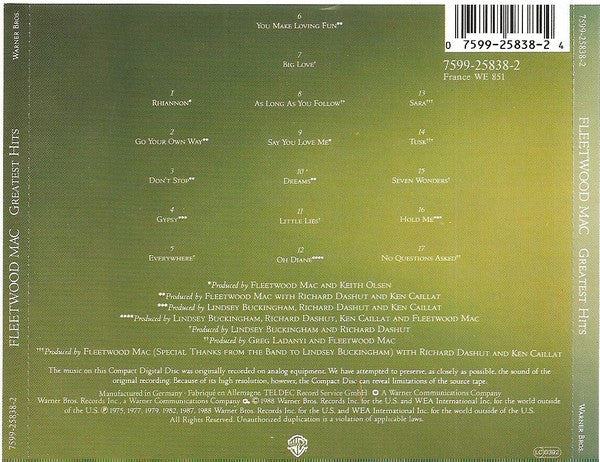 Fleetwood Mac - Greatest Hits (Used) (Mint Condition) CD
