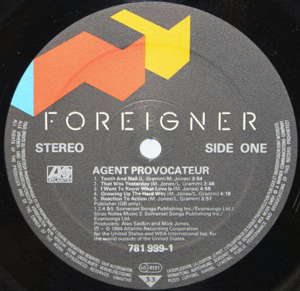 Foreigner – Agent Provocateur (Used) (Mint Condition) Vinyl