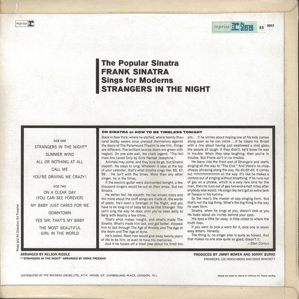 Frank Sinatra – Strangers In The Night (Used) (Mint Condition) - Vinyl