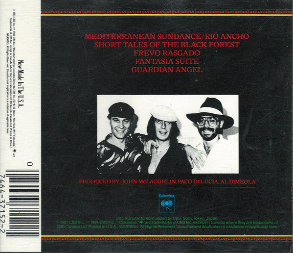 John McLaughlin / Al Di Meola / Paco De Lucía – Friday Night In San Francisco (Used) (Mint Condition) CD