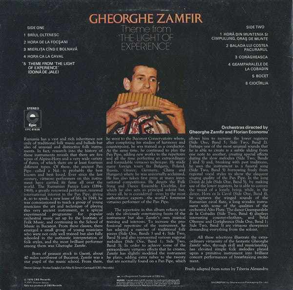 Gheorghe Zamfir – Theme From 'The Light Of Experience' (Doina De Jale) (Used) (Mint Condition)