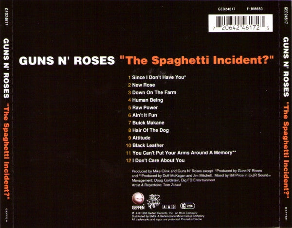 Guns N' Roses – "The Spaghetti Incident?" (Used) (Mint Condition) CD