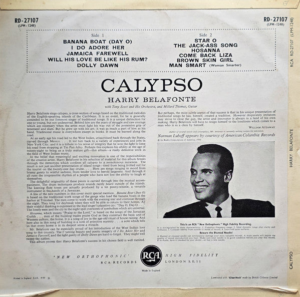 Harry Belafonte – Calypso (Used) (Mint Condition) Vinyl