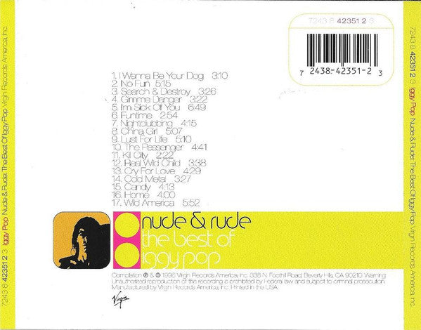 Iggy Pop – Nude & Rude: The Best Of Iggy Pop (Used) (Mint Condition) CD