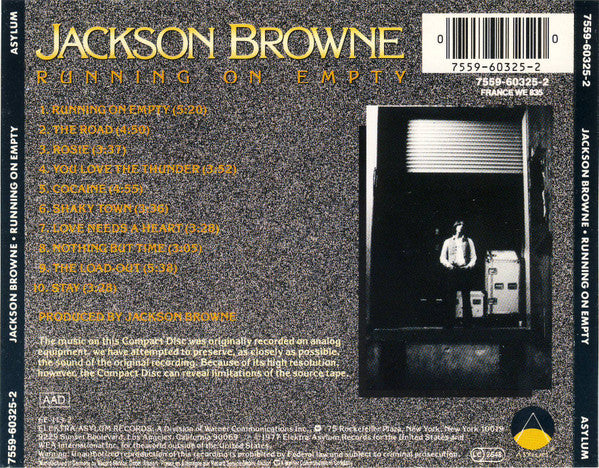 Jackson Browne – Running On Empty (Used) (Mint Condition) CD