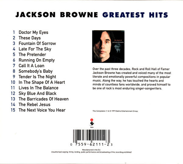 Jackson Browne – The Next Voice You Hear (The Best Of Jackson Browne)(Used) (Mint Condition) CD