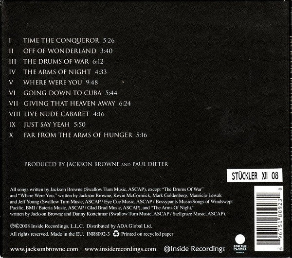 Jackson Browne – Time The Conqueror (Used) (Mint Condition) - CD