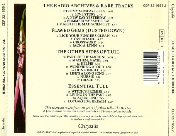 Jethro Tull – 20 Years Of Jethro Tull (Used) (Mint Condition) - CD