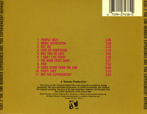 The Jimi Hendrix Experience – Are You Experienced? (Used) (Mint Condition) CD