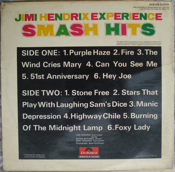 Jimi Hendrix Experience – Smash Hits (Used) (Mint Condition) - Vinyl