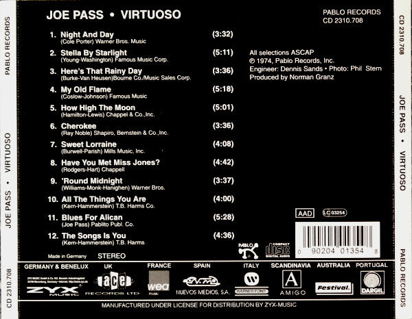 Joe Pass – Virtuoso (Used) (Mint Condition) CD