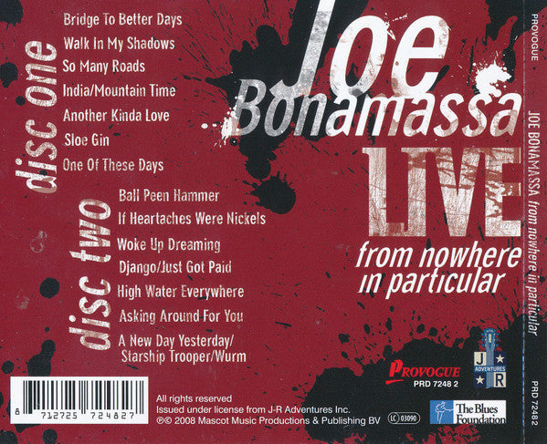 Joe Bonamassa – Live From Nowhere In Particular 2 Discs (Used) (Mint Condition)