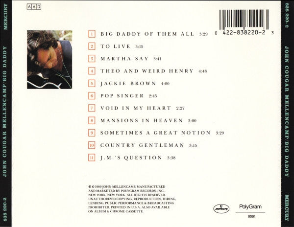 John Cougar Mellencamp – Big Daddy (Used) (Mint Condition) - CD