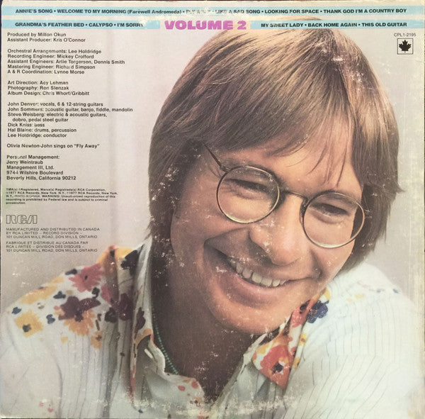 John Denver - John Denver's Greatest Hits, Volume 2 (Used) (Mint Condition)  Vinyl