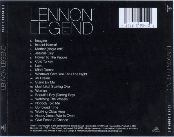 John Lennon – Lennon Legend (The Very Best Of John Lennon) (Used) (Mint Condition) CD