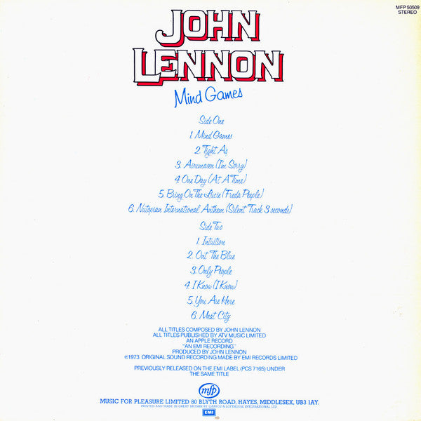 John Lennon - Mind Games (Used) (Mint Condition)  Vinyl