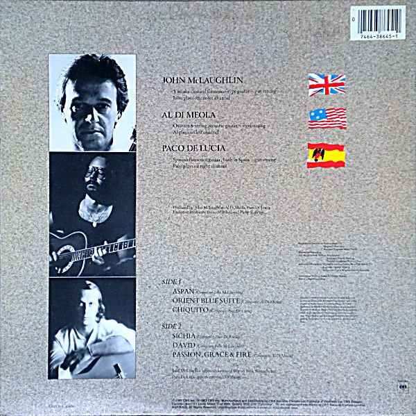 John McLaughlin, Al Di Meola, Paco De Lucía – Passion, Grace & Fire (Used) (Mint Condition) Vinyl