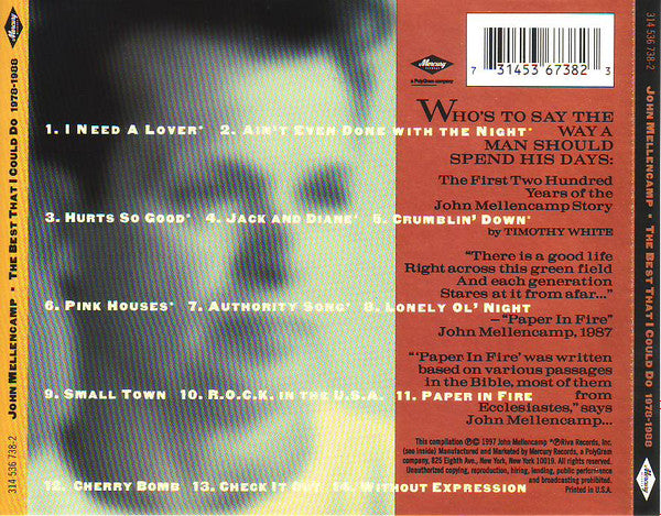 John Mellencamp* – The Best That I Could Do (1978-1988) (Used) (Mint Condition) CD
